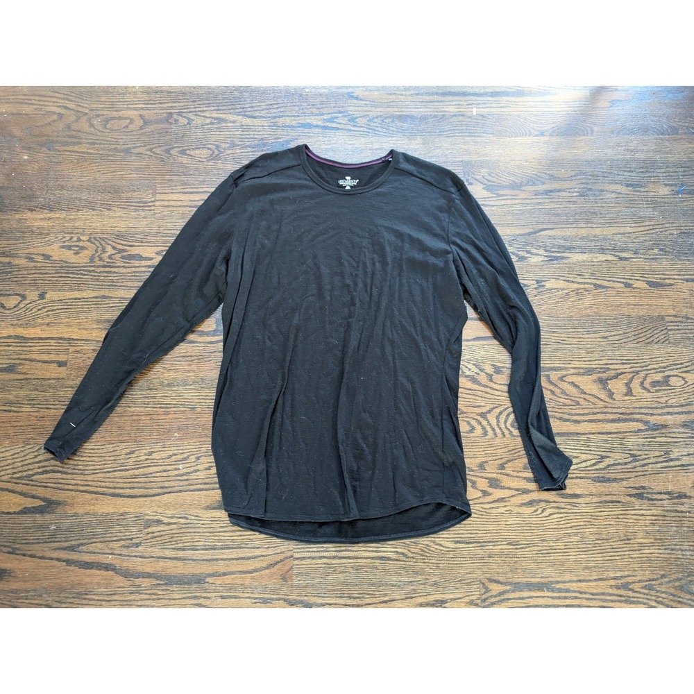 Segments Shirt Womens Size XXL 2X 100% Merino Wool Long Sleeve Black Base Layer